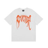 Revenge T Shirts Foam Letter Printing Loose High Street Dark