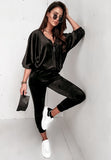 Velour Tracksuit Autumn and Winter Gold Velvet with Long-Sleeve Zipper Trousers Solid Color Casual Suit