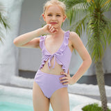 Children Swimsuit Children's One-Piece Ruffled Tied Bikini Swimsuit