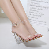 Clear Heels Transparent Crystal Thick Heel Sandals Fashion Summer