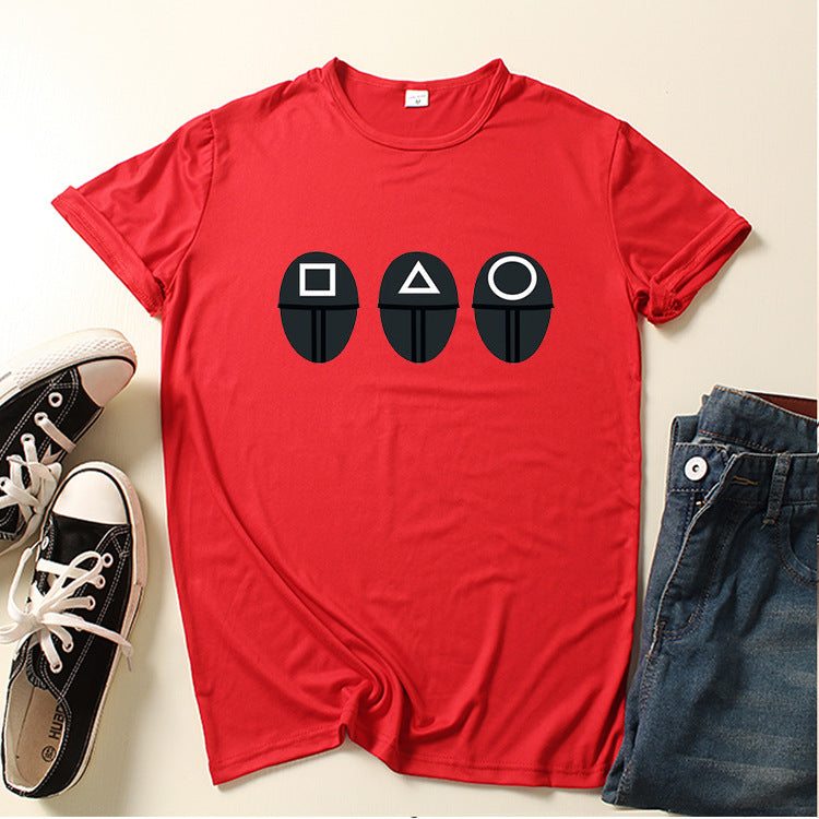 Squid Game Costume Pattern Printed Short Sleeve for Men and Women