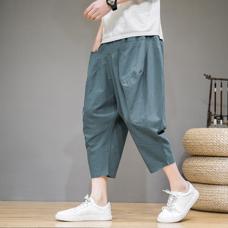 Men Trousers Thin Cropped Pants 7 Points