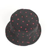 Bucket Hat Fishing Cap Cotton Print Fisherman Hat Fashion Heart Printing Outdoor Sun Protection