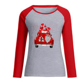 Valentine's Day T Shirts Couples Pullover round Neck Women's Long-Sleeved T-shirt