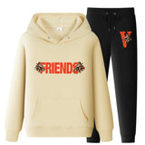 Vlone Hoodie & Pants 2 Piece Set Printed Sweater Casual