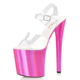 Hot Pink Heels 20cm Pink Solid Color High Heel Transparent Sandals Fish Mouth