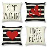 Valentine's Day Pillow Covers 4 Piece Random Styles Together, Home Decoration Red Letter Office Waist Cushion Cover
