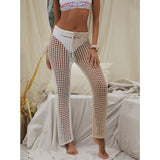 Coachella Music Festival Outfits Casual Hollow-Out Spliced Women 'S Trousers Sexy Beach Trousers