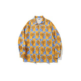 Man Fall Outfits Vintage Retro Printed Shirt Men's and Women's Loose Long-Sleeved Shirt Jacket