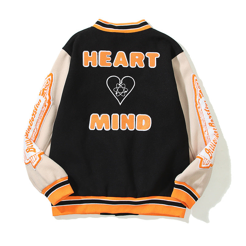 Cardigan Baseball Jacket Autumn and Winter Astronaut Woolen Embroidery Baseball Uniform