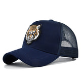 Tiger Woods Hat Tiger Head Embroidered Peaked Cap Mesh Fitted Cap Curved Brim Sun Hat