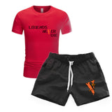 Vlone T Shirts & Shorts 2 Piece Set Men'S Sports Round Neck T-Shirt Shorts Set