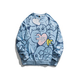 Crew Neck Sweatshirts for Men Men's Autumn Cartoon Full Printed round Neck Sweater Loose Casual