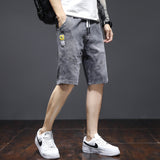 Men Denim Shorts Men's Jeans Shorts Straight Loose Korean Ripped