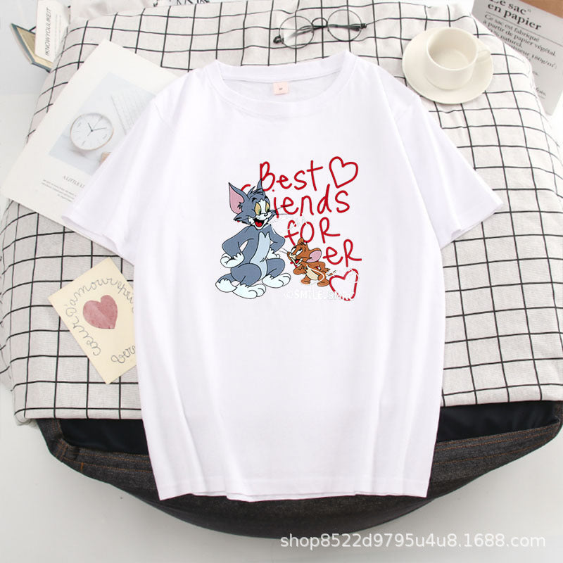 Tom And Jerry T Shirt Cat And Mouse Cotton Half-Sleeved T-Shirt Loose