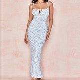 Coachella Music Festival Outfits Spring and Summer Sexy Spaghetti Straps Chest Wrap Sleeveless Beach Long Dress
