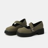 Mary Jane Shoes Retro French Women'S Round Toe Leather Shoes