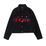 Vlone Jean Jacket Large V Coat Letter Men'S And Women'S Loose Denim Jacket
