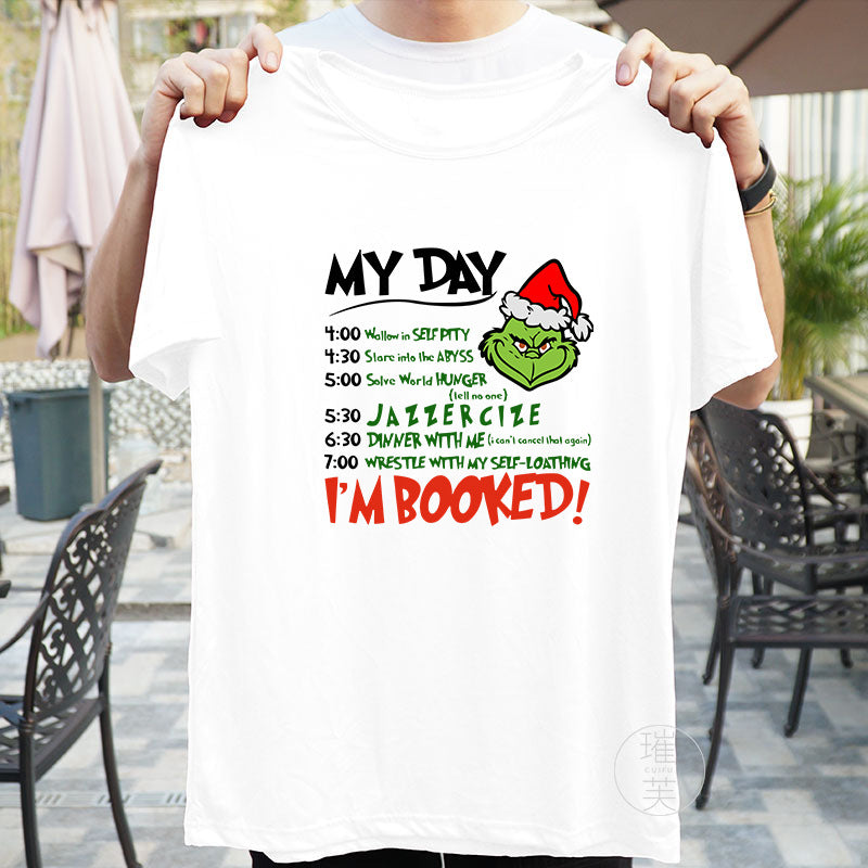 Men and Women Grinch Shirt Christmas Cute Grinch Crew Neck T-shirt