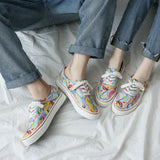 Canvas Shoes Spring Canvas Shoes Men's Rainbow Hand-Painted Shoes Street Shot Low-Top Cloth Shoes