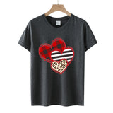 Valentine's Day T Shirts Couples Leopard Print Heart Printing Women's Pullover T-shirt