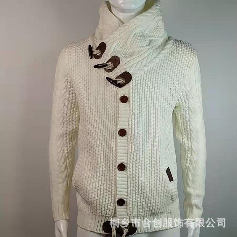 Baja Hoodie Knitted Coat Turtleneck Buttons