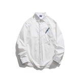 Man Fall Outfis Autumn Solid Color Casual Pocket Decorative Shirt Boys College Style Loose Top