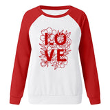 Valentine's Day T Shirts Couples Printed Loose Pullover round Neck Women's Long Sleeve T-shirt