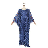 Dress Three-Dimensional Embroidery Crew-Neck Batwing Sleeve Loose Robe Vest African Dashiki Ankara Styles Dress