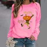 Halloween Costumes Halloween Pattern Printing Long Sleeve Crew Neck Sweater Female