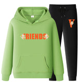 Vlone Hoodie & Pants 2 Piece Set Printed Sweater Casual