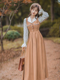 Betty Draper Valentine's Day Dress Spring and Autumn Elegant Lace Stitching Dress