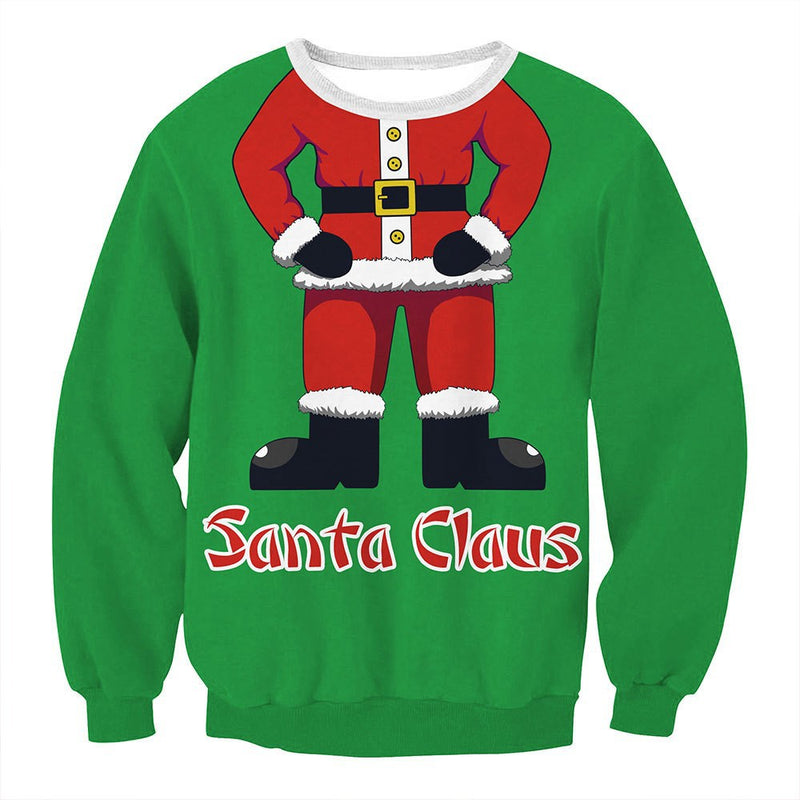 Men and Women Grinch Sweater Christmas Pattern 3D Loose-Fitting Casual round-Neck Sweatshirt