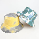 Bucket Hat Fishing Cap Cotton Print Fisherman Hat Leisure Basin Hat Men and Women Black Hat