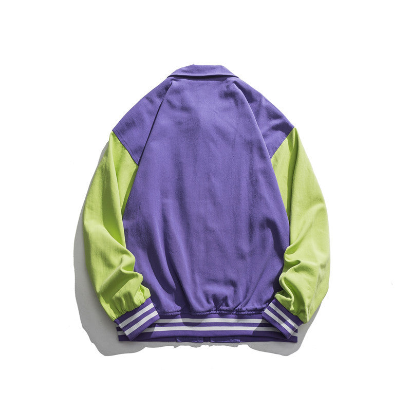 Man Fall Outfis Autumn Colorblock Baseball Uniform Coat Men's Loose Letter Printed Casual Jacket