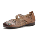 Highway Flat Sandals Spring Genuine Leather Retro Flat Soft Bottom Hole Shoes