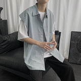 Men Shirts Sleeveless Solid Color Loose Shirt Vest