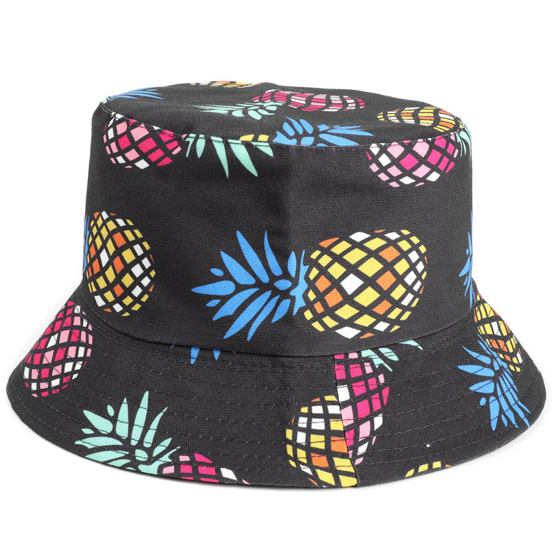 Bucket Hat Fishing Cap Cotton Print Fisherman Hat Fruit Print Fashion Casual