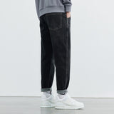 Men Jeans Fleece-Lined Thickened Micro Loose Elastic Casual Jeans Men