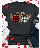 Valentine's Day T Shirt Spring Printed round Neck Short Sleeve Cotton Pullover T-shirt