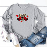Valentine's Day T Shirt Solid Color Long Sleeve Heart Printing Casual