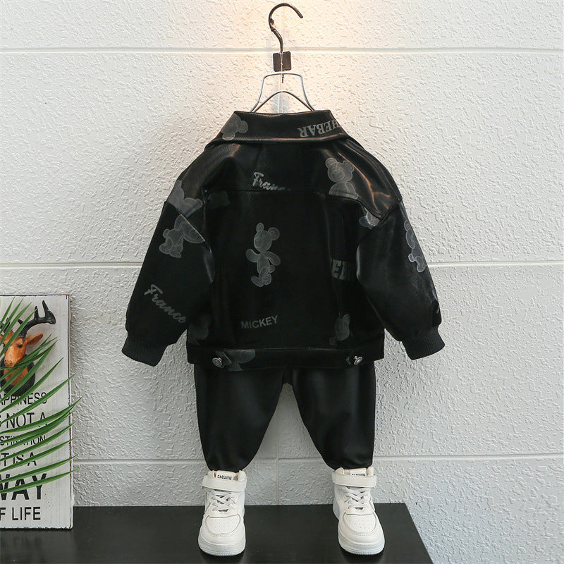 Toddler Boys Jackets Boys Autumn Clothing Leather Coat Leisure