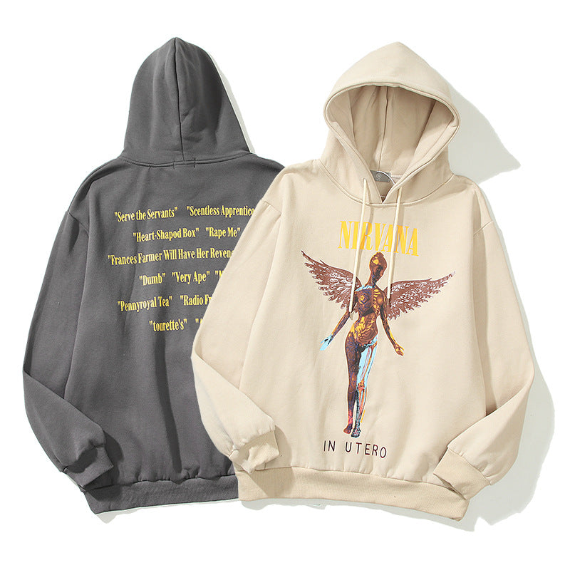 Nirvana Hoodie Dark Style Angel Distressed Loose Hip Hop Couple