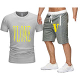 Vlone T Shirts & Shorts 2 Piece Set Men'S Printed Casual Short-Sleeved T-Shirt