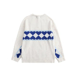 Men Sweater Contrast Color Heart Jacquard Sweater Men's Loose round Neck Pullover