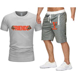 Vlone T Shirts & Shorts 2 Piece Set Large V Printed Short Sleeve Loose Short Sleeve T-Shirt Shorts