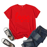 Valentine's Day T Shirts Couples Love Printed Short Sleeve round Neck T-shirt Men and Women Loose