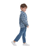 Children Jean Jackets Fall Lapels Checkerboard Denim Jacket