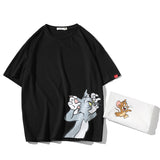 Tom And Jerry T Shirt Off-Shoulder Printed Loose