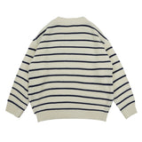 Man Fall Outfits Retro Alphabet Mixed Color Stripe Sweater Men and Women Loose